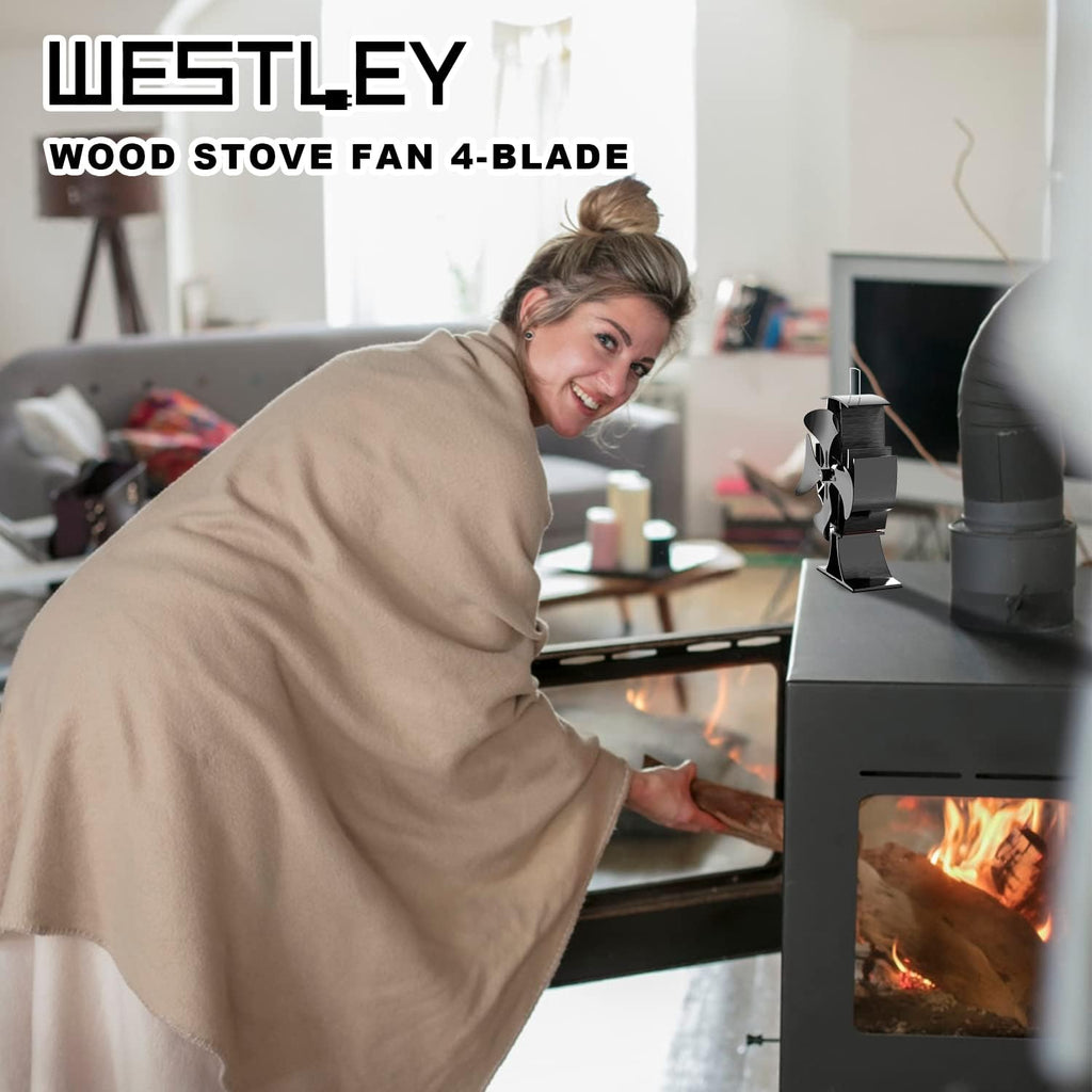 4-Blade Wood Stove Fan with Magnetic Thermometer, Pack of 2 S76899