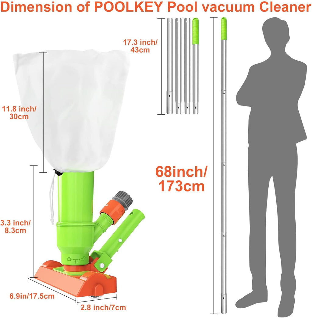 68 Portable Handheld Pool Vacuum Cleaner with 4 Section Poles D571
