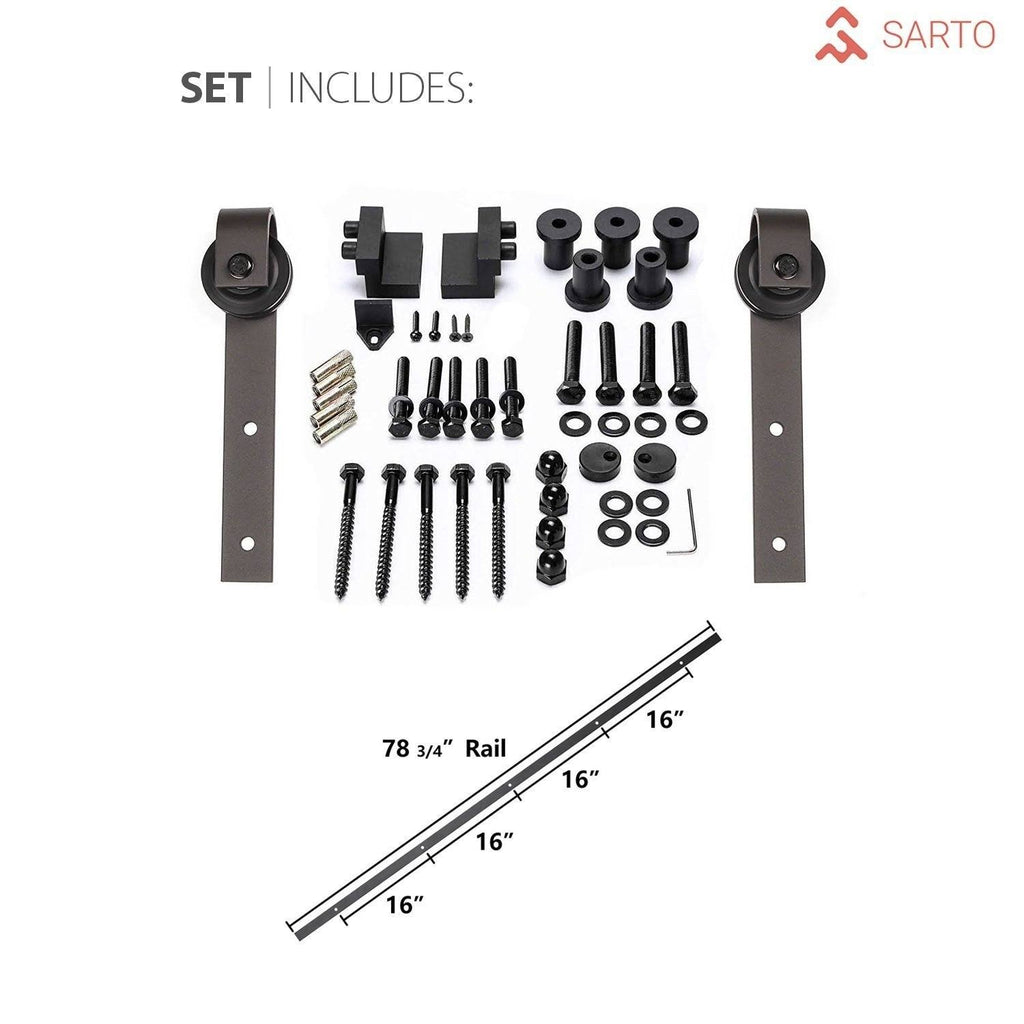 Sliding Barn Door Hardware with Frosted Opaque Glass J2452