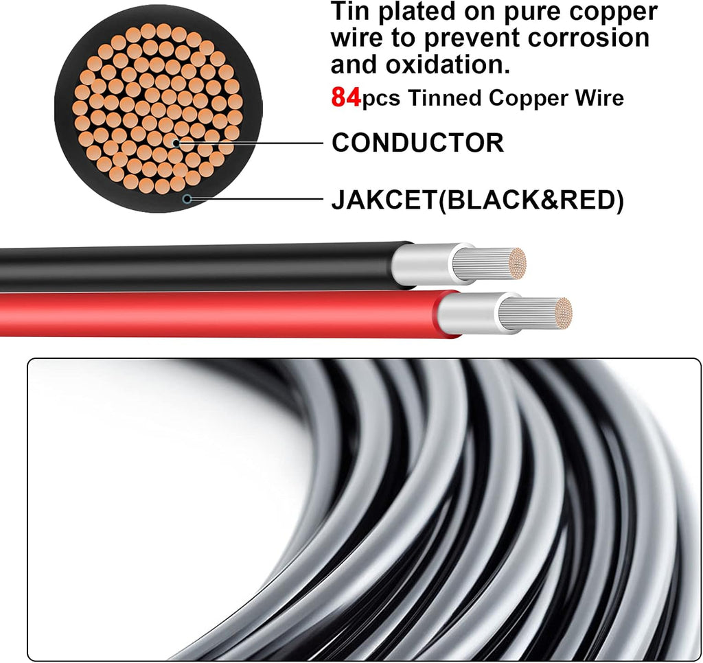 20Ft 10AWG Solar Extension Cable with Female and Male Connector U3468