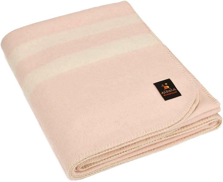 Twin Alpaca Wool Blanket in Orange - Dark Brown Stripes I861180