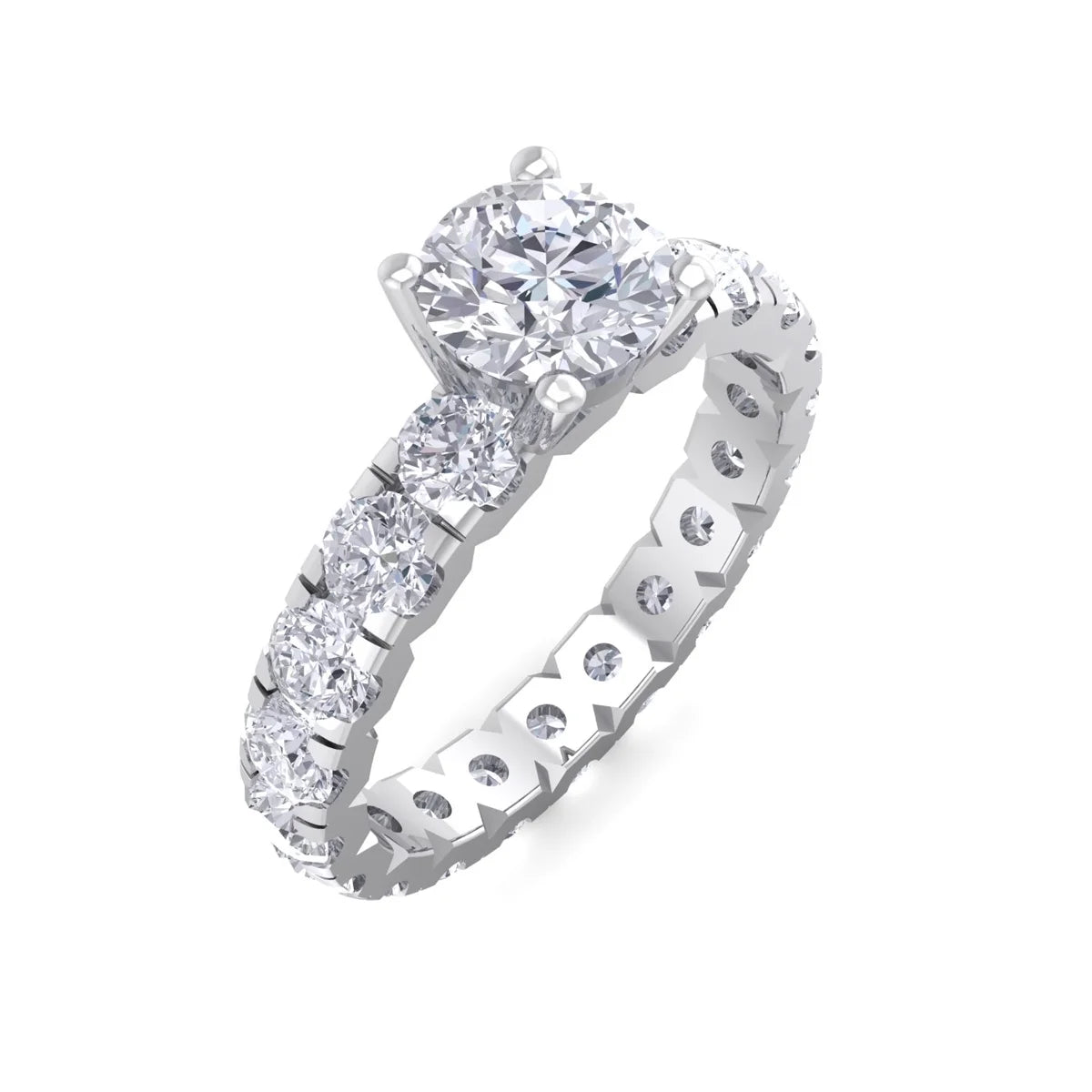 3 Carat Round Shape Moissanite Eternity Ring in 14 Karat White Gold Y43595