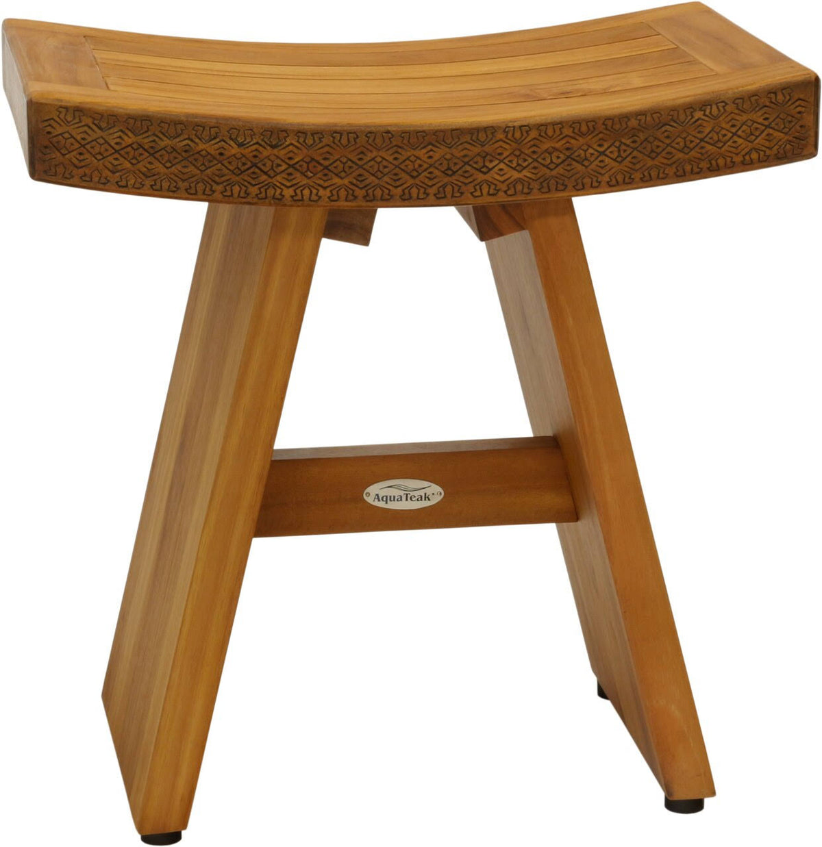 Teak Shower Bench with Carved Pattern W2957