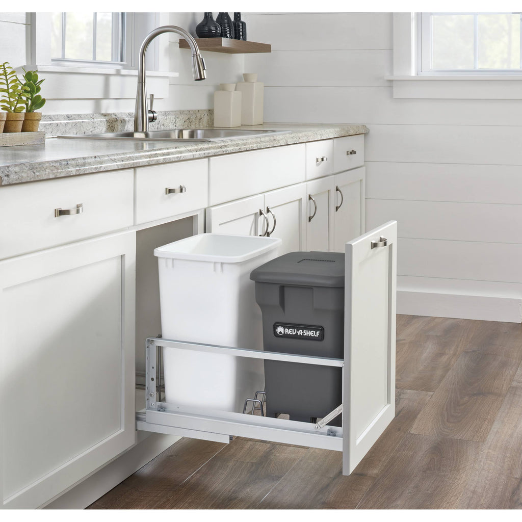 Aluminum 35 qt. Waste Container Pull-Out with Black Compost Bin U799113