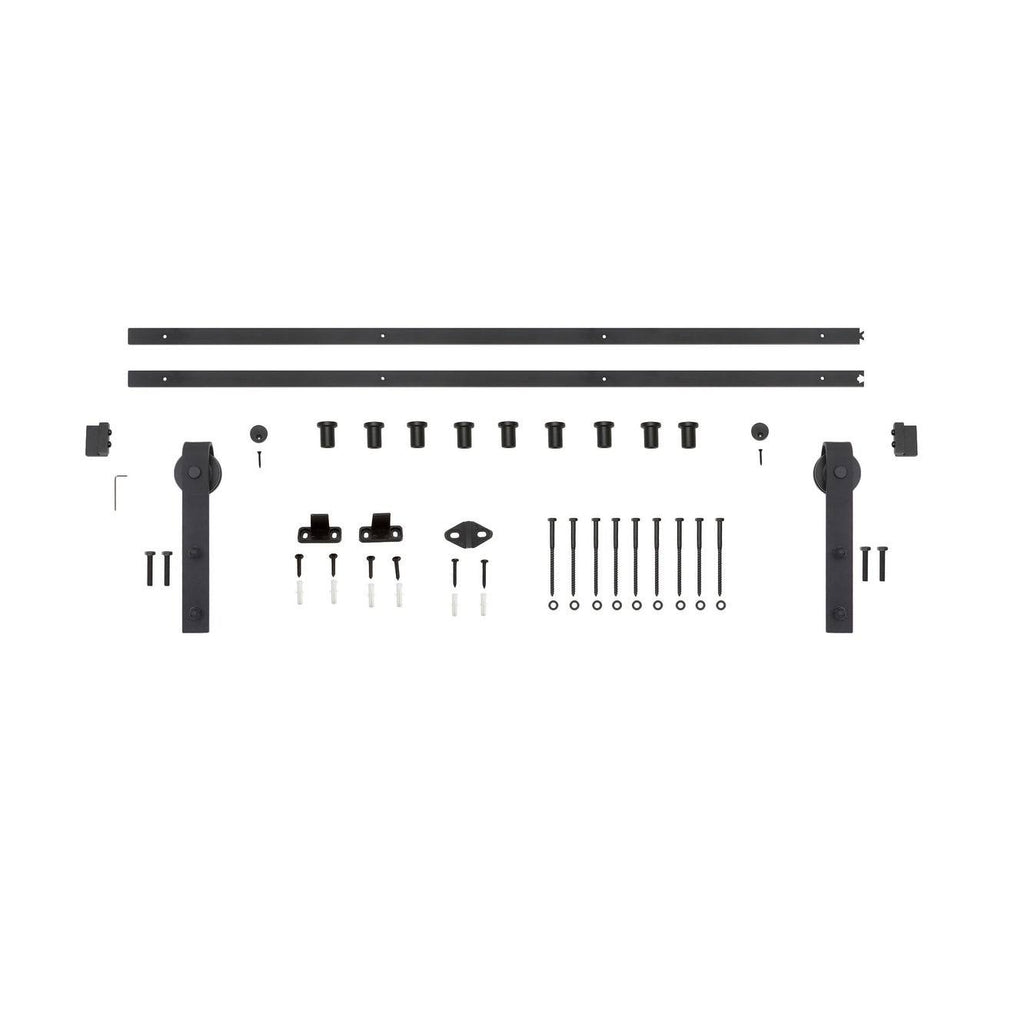 120x22 Bent Strap Barn Door Hardware Kit, Satin Nickel Y37956