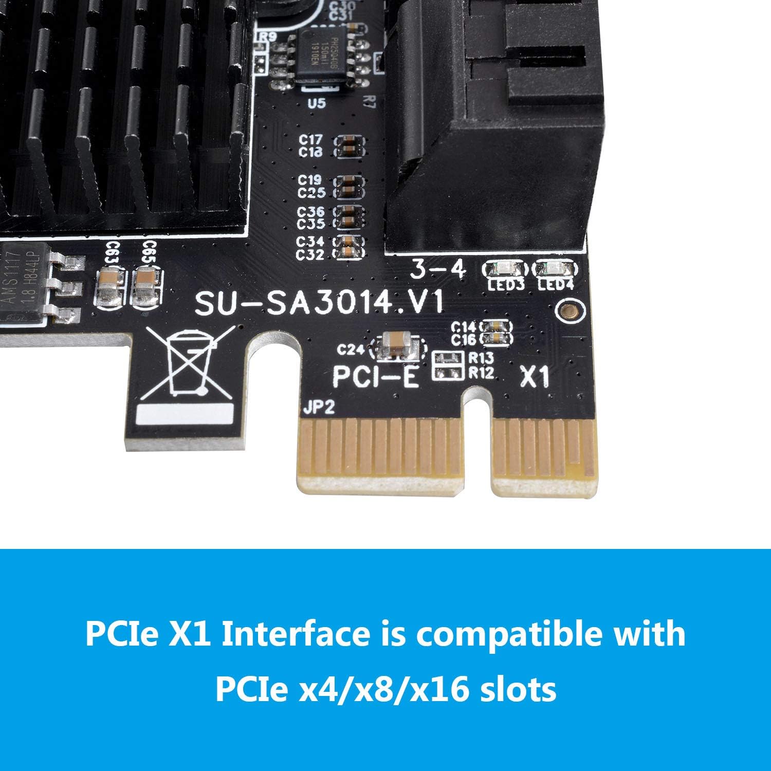 SATA Card 4 Port PCI Express Controller with Low Profile Bracket B212815