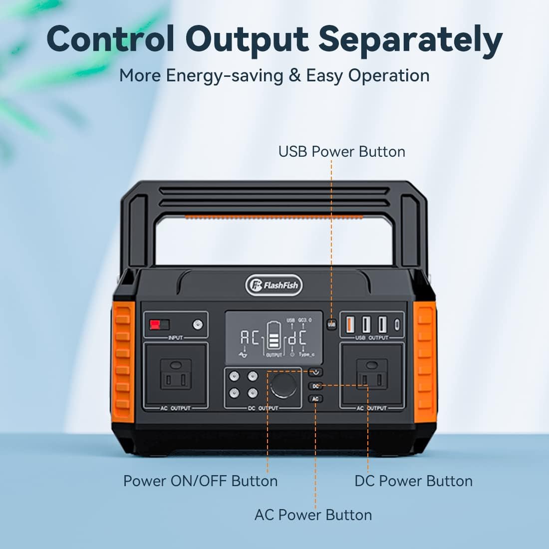 560W Portable Power Station, 520Wh/140400mAh, 2x110V/560W AC Outlets, 5xDC Output, 4xUSB Outputs, Lithium Battery Pack N638074