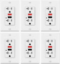 6 Pack White GFCI Outlets Receptacles with LED Indicator, 20A/125V/2500W, Tamper-Resistant, Decorator Wall Plates and Screws Included K5089