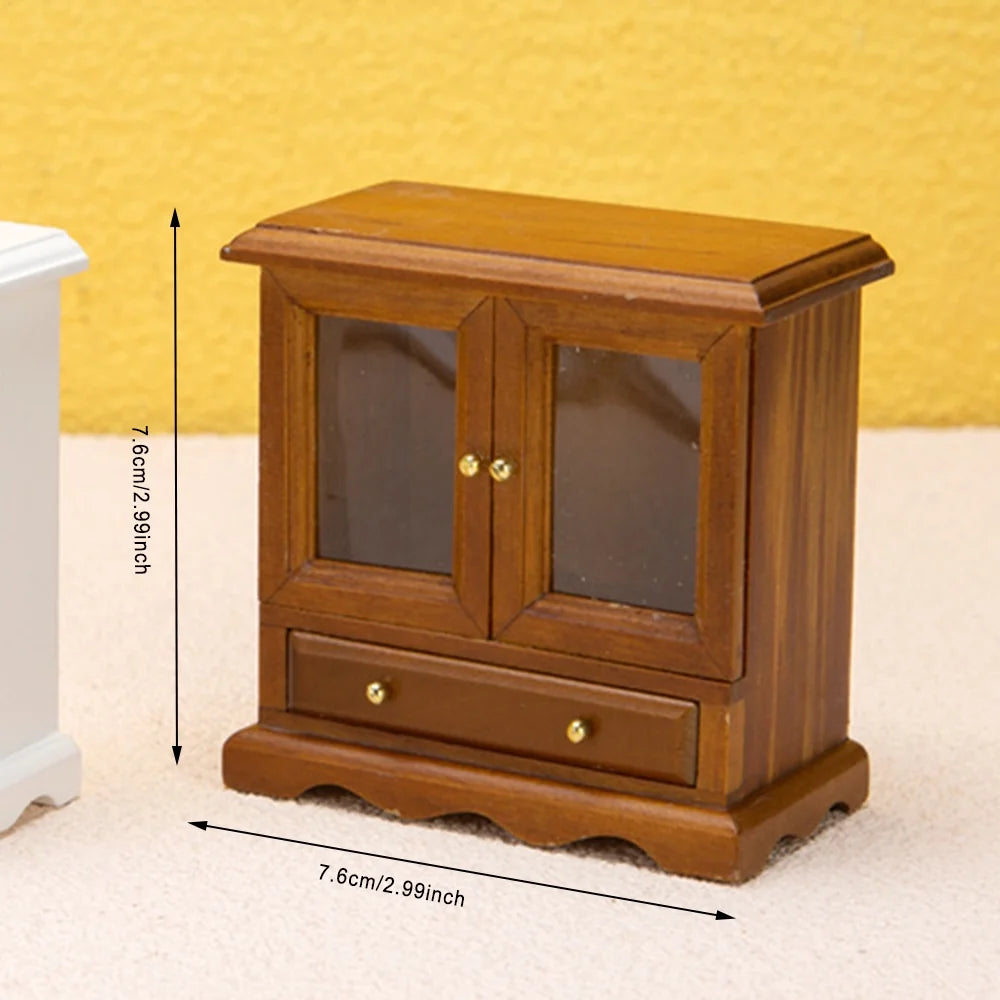 Walnut 1/12 Miniature Dollhouse Cupboard Cabinet D3395