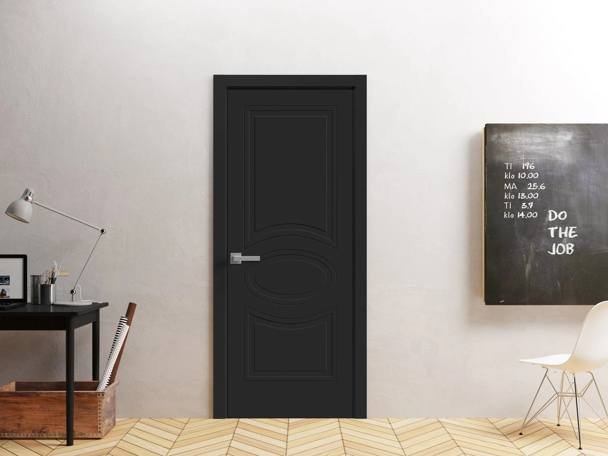 Solid French Door 36" x 80" Painted Black H8569