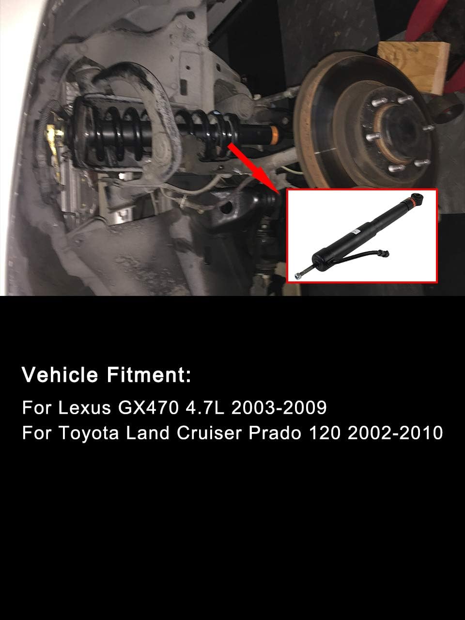 Pair Left & Right Rear Shock Absorber for Lexus GX470 4.7L 2003-09 Toyota Land Cruiser Prado 120 2002-2010 L8300