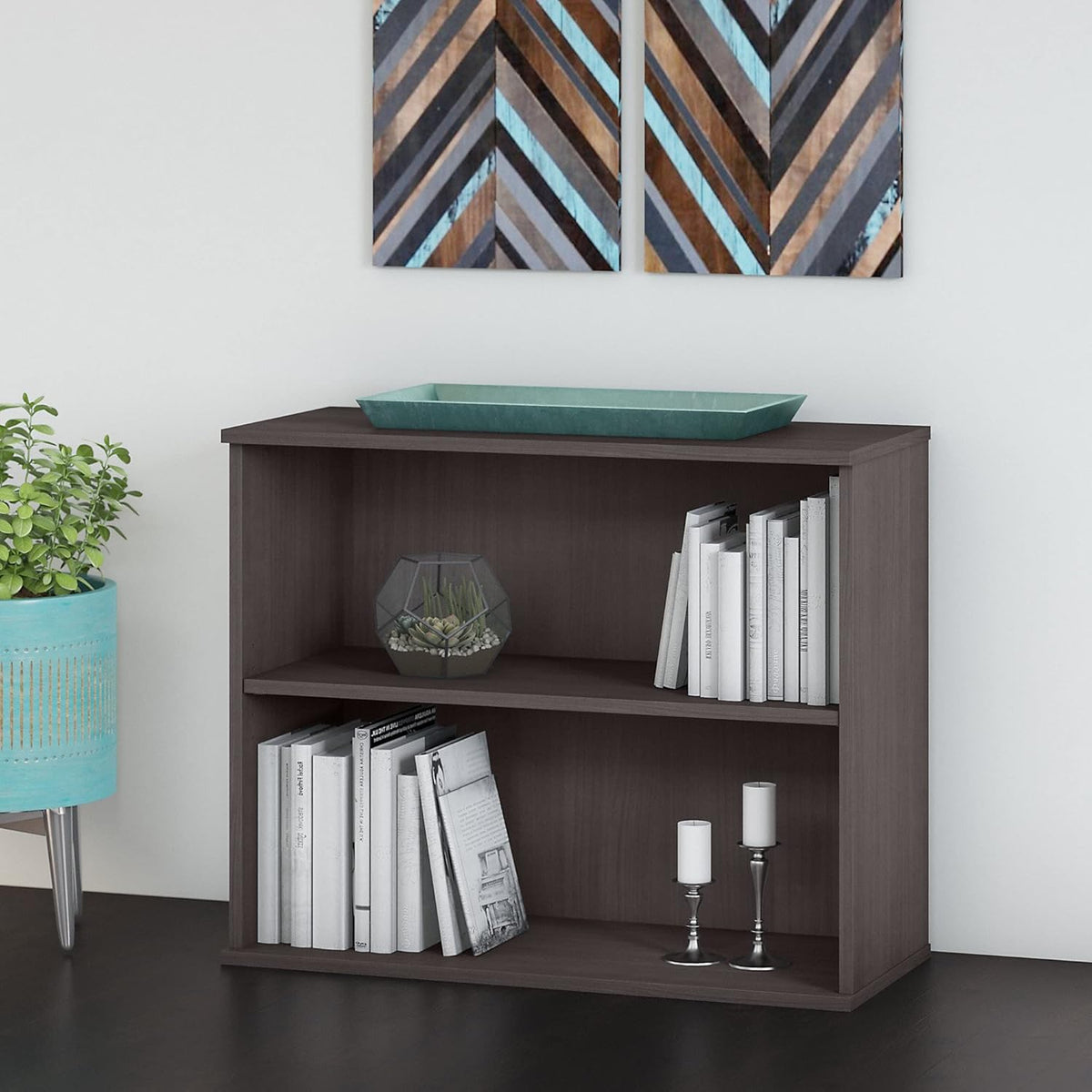 Small 2 Shelf Bookcase in Storm Gray P2525