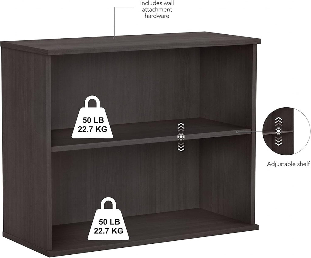 Small 2 Shelf Bookcase in Storm Gray P2525