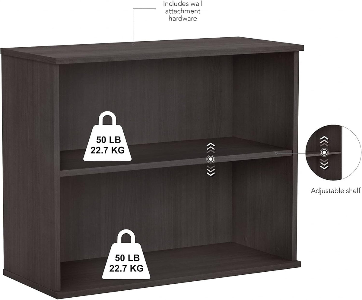 Small 2 Shelf Bookcase in Storm Gray P2525