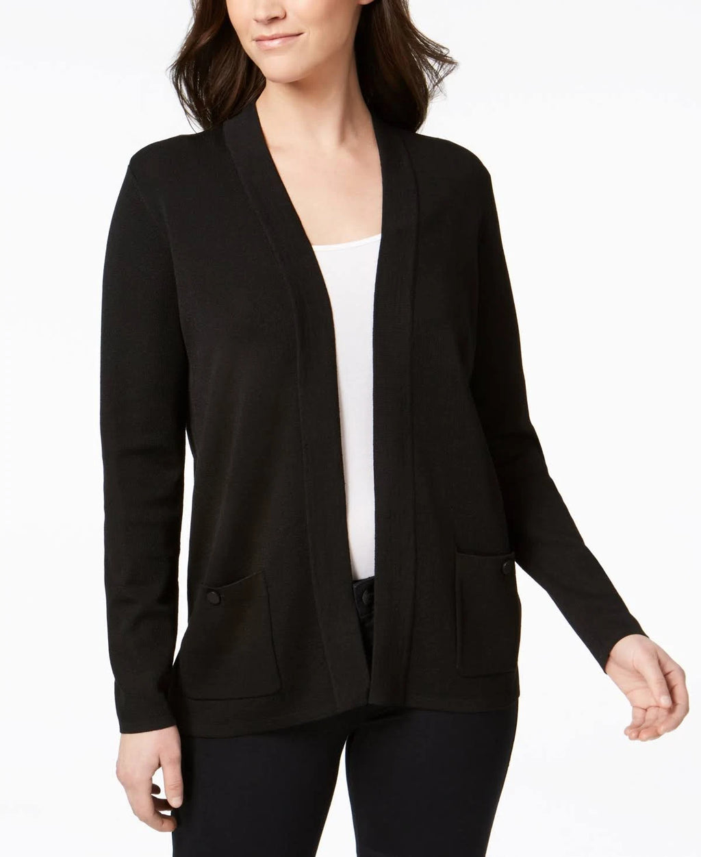 Black Open-Front Cardigan Y4779