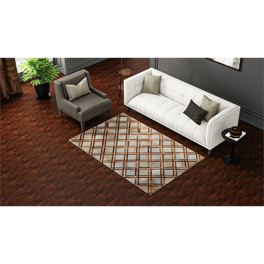 48" x 72" Rectangular Leather Area Rug in Camel O389913