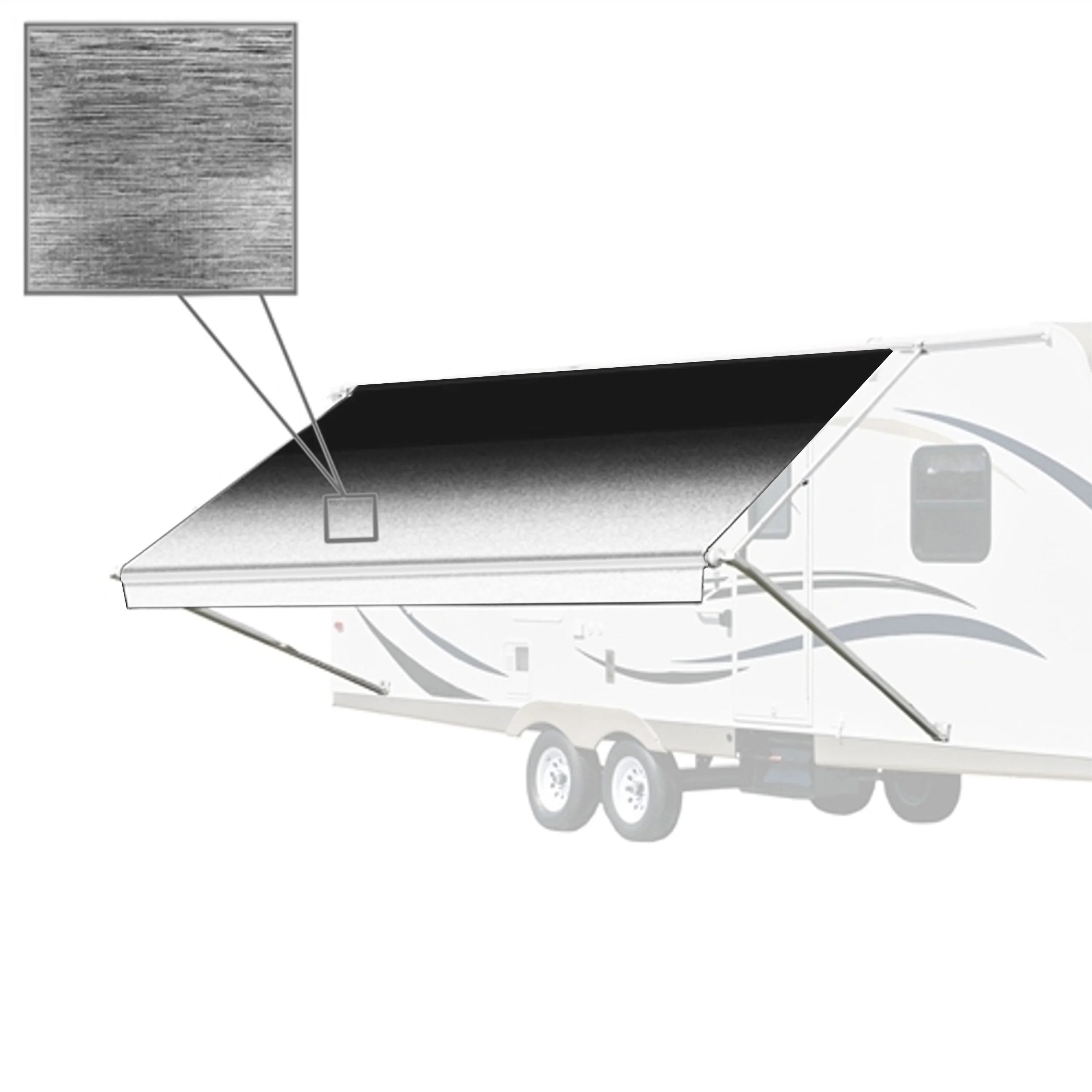 Black Vinyl RV Awning Fabric Replacement 16X8 ft D83779