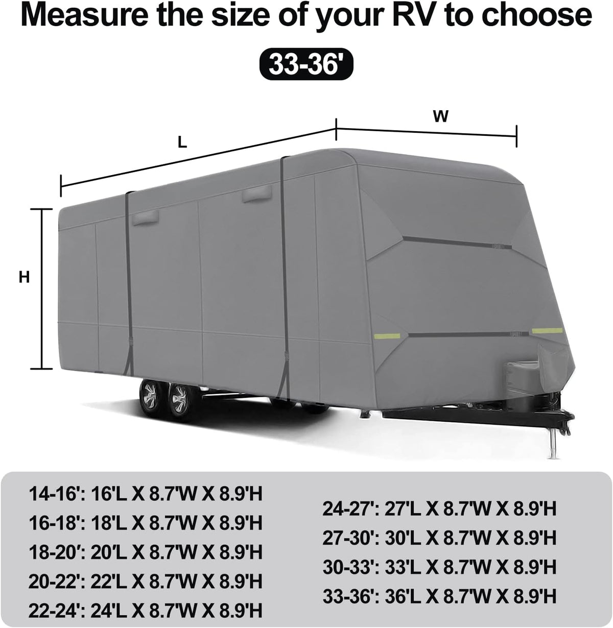 6 Layers RV Cover Anti-UV Windproof Ripstop Extra Thick Camper Cover I538