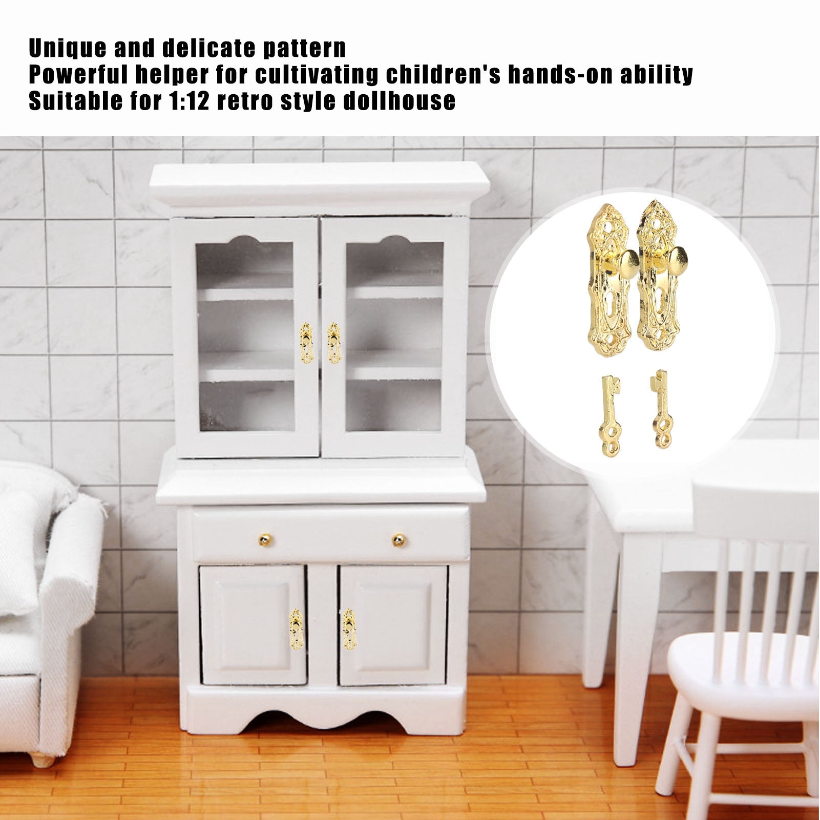 Miniature Metal Door Locks 2 Sets for Dollhouse V6623