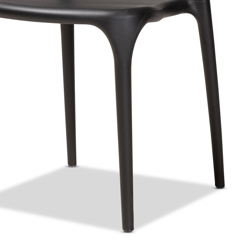 Black Finished Polypropylene Plastic 4-Piece Stackable Dining Chair Set J5588