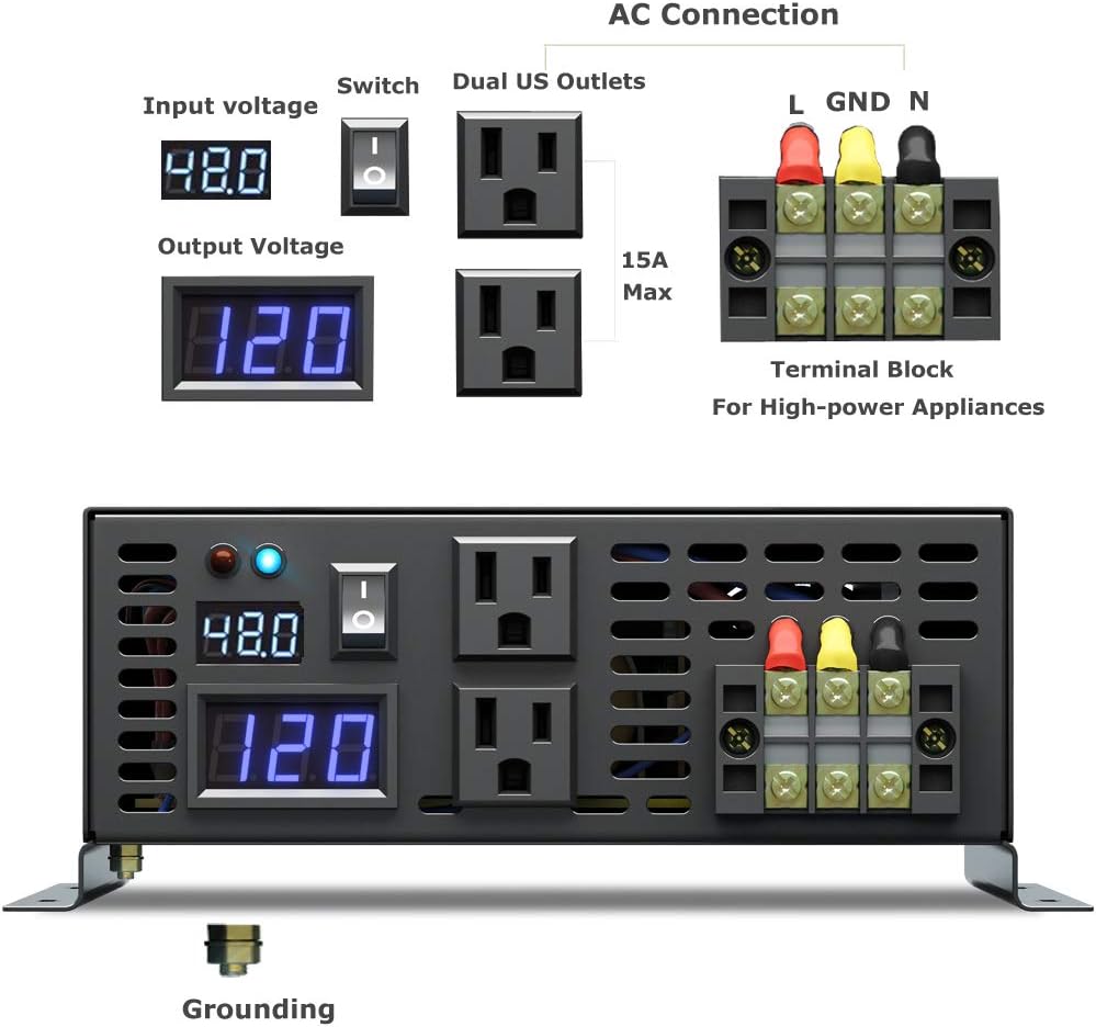 3500W 48V Pure Sine Wave Solar Inverter DC to 120V AC Off Grid K37157