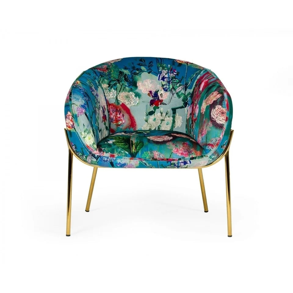Contemporary Floral Velvet Accent Chair O815