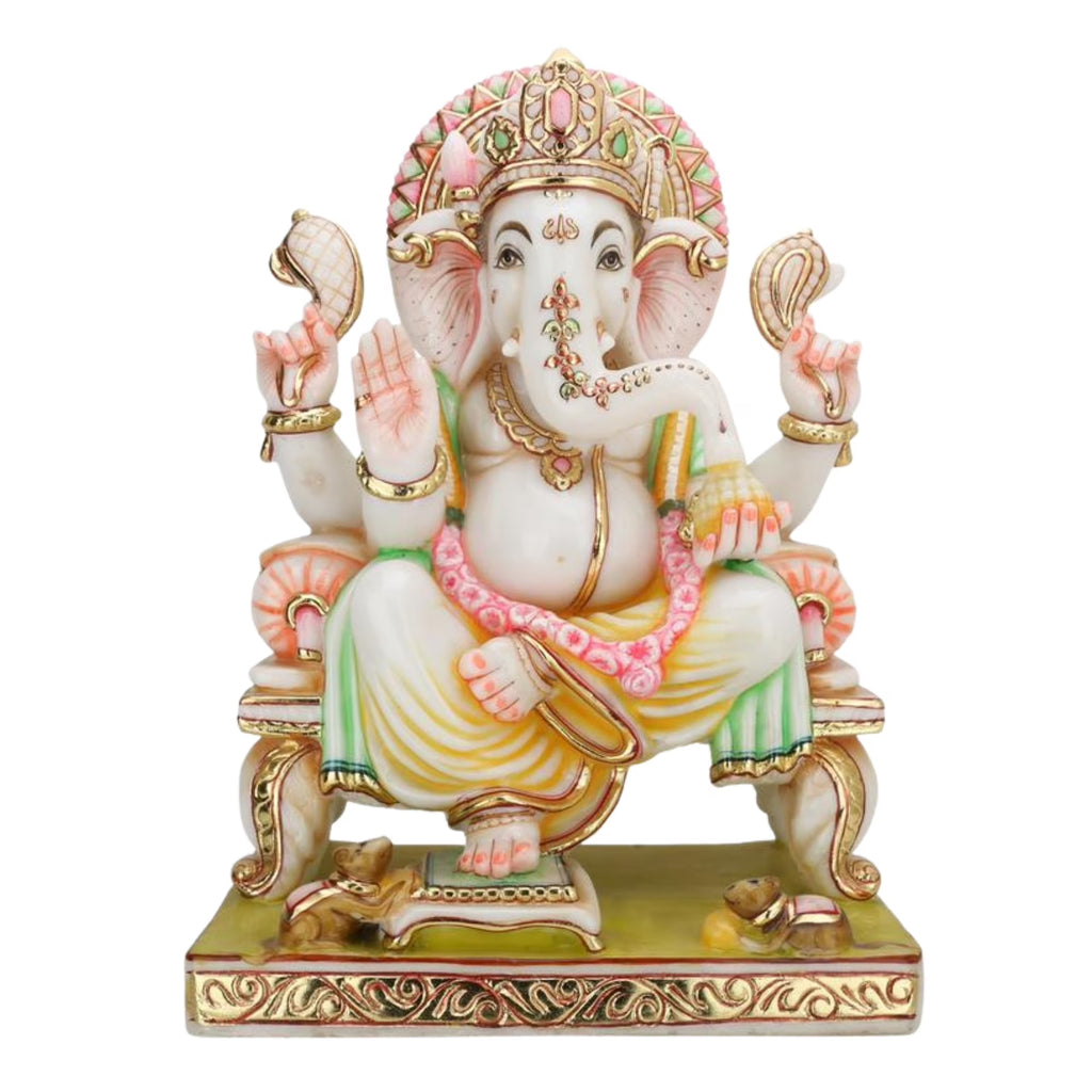 White Marble Ganesha Statue G69425