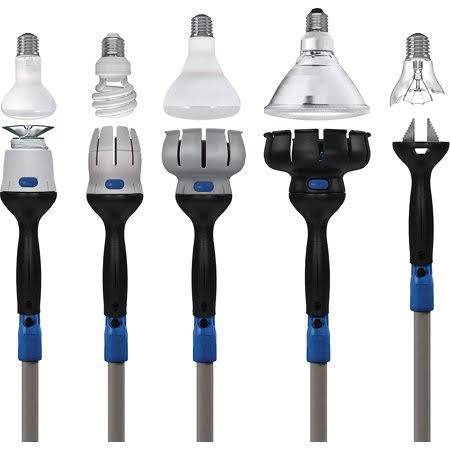 Universal Lightbulb Changer Kit with 11' Telescopic Pole and 5 Attachments H8815