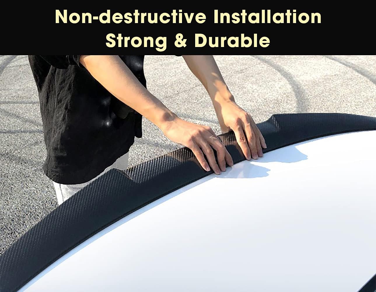 Rear Spoilers Wings Carbon Fiber Style (Black) T3936