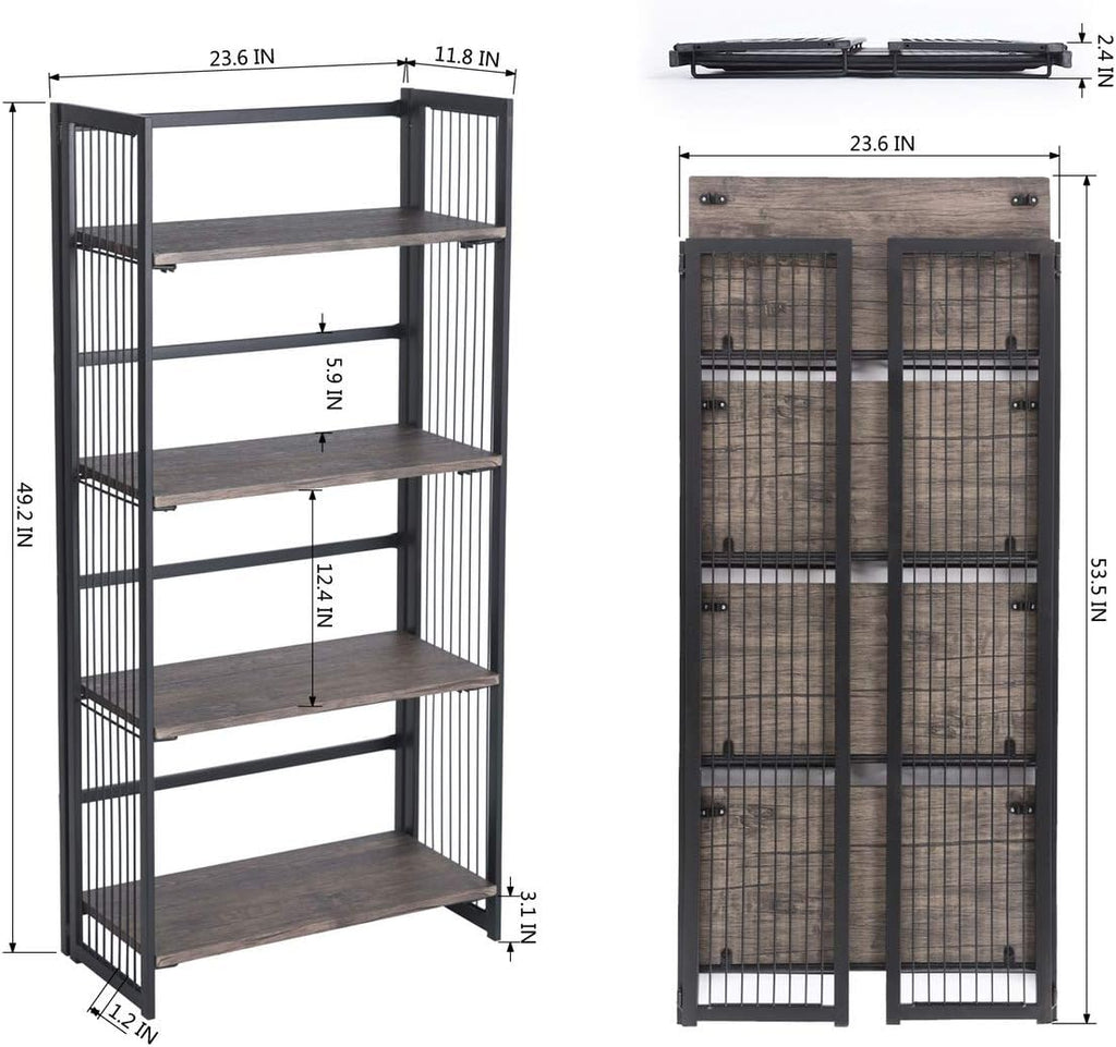 4-Tier Foldable Bookshelf Bookcase P38162