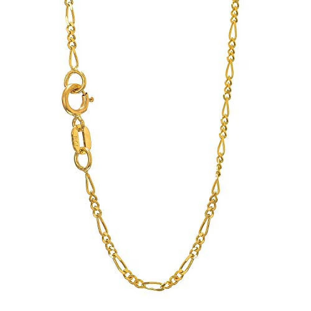 14k Solid Yellow Gold Figaro Chain Necklace, 18 Inches X818076