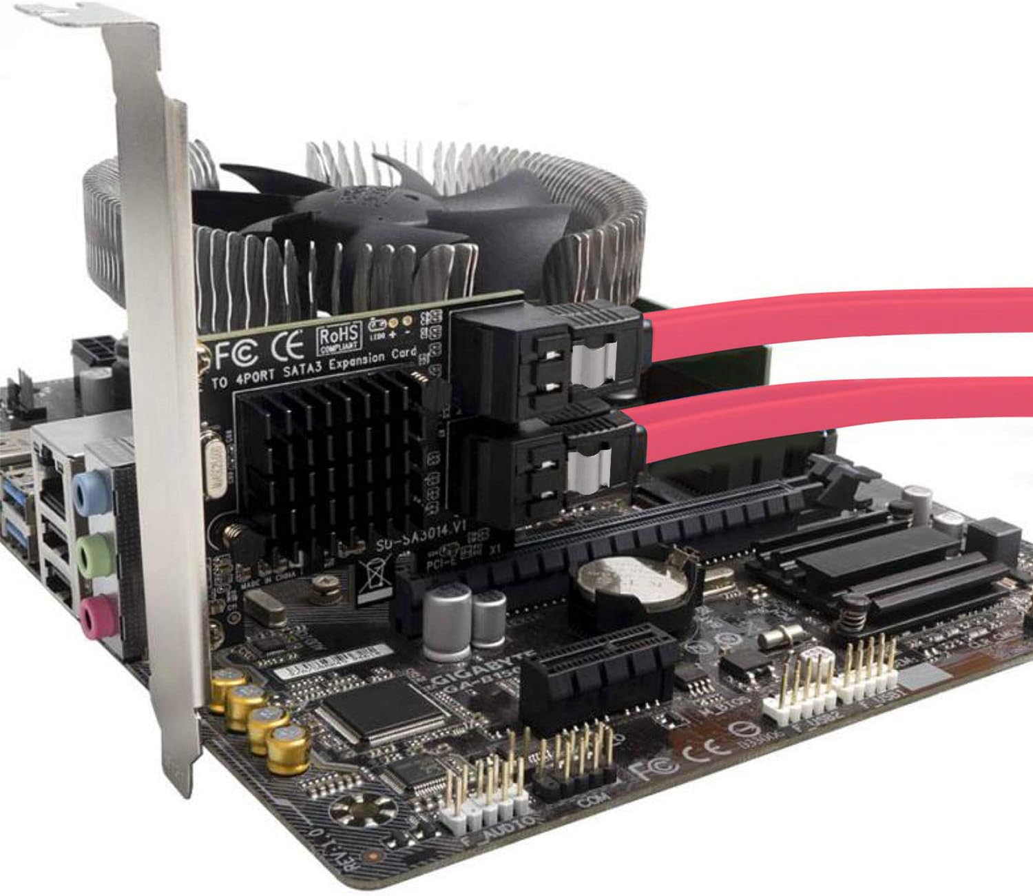 SATA Card 4 Port PCI Express Controller with Low Profile Bracket B212815