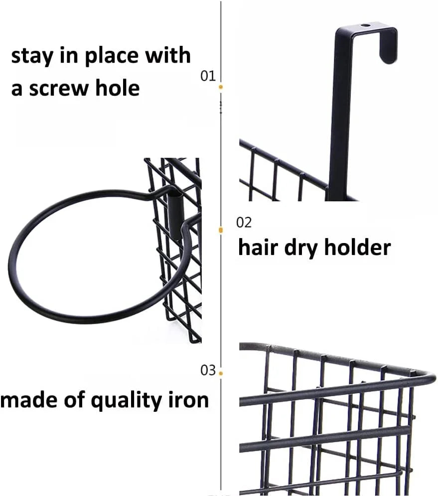 Over the Cabinet Door Organizer Set of 2, Black Grid Basket D172