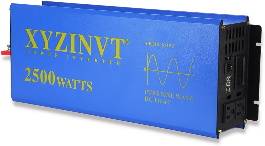 2000 watt Pure Sine Wave Power Inverter DC 12V to AC 120V with LED Display and Wireless Remote Controller H5594