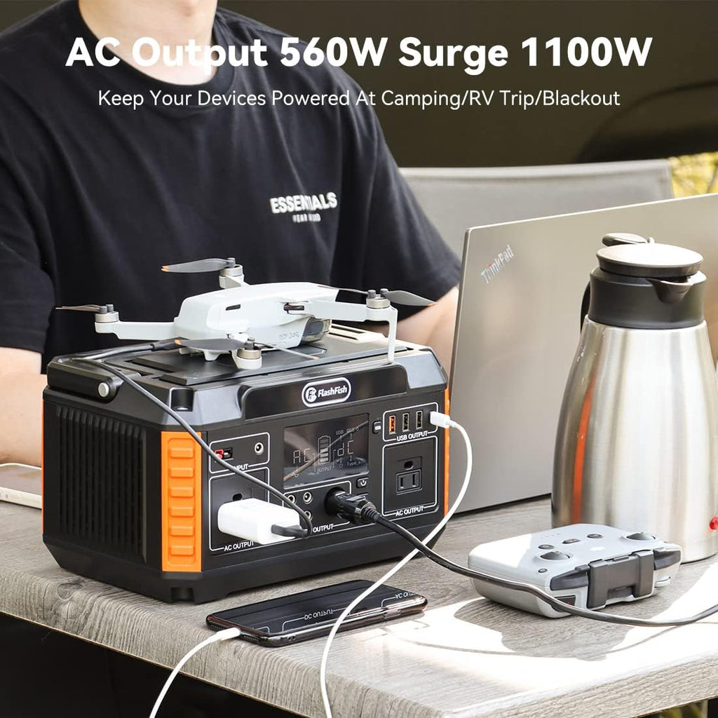 560W Portable Power Station, 520Wh/140400mAh, 2x110V/560W AC Outlets, 5xDC Output, 4xUSB Outputs, Lithium Battery Pack N638074