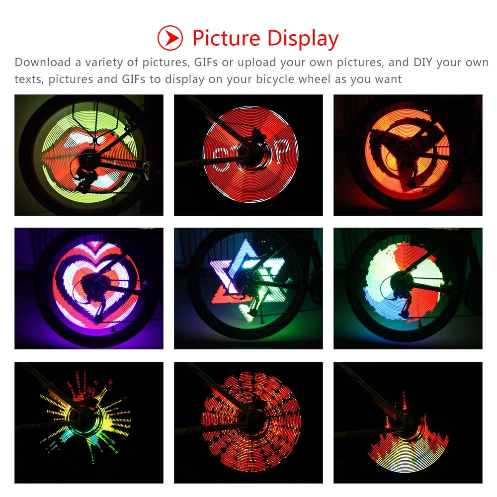 64 LEDs Programmable RGB Bike Spoke Wheel Light H991237