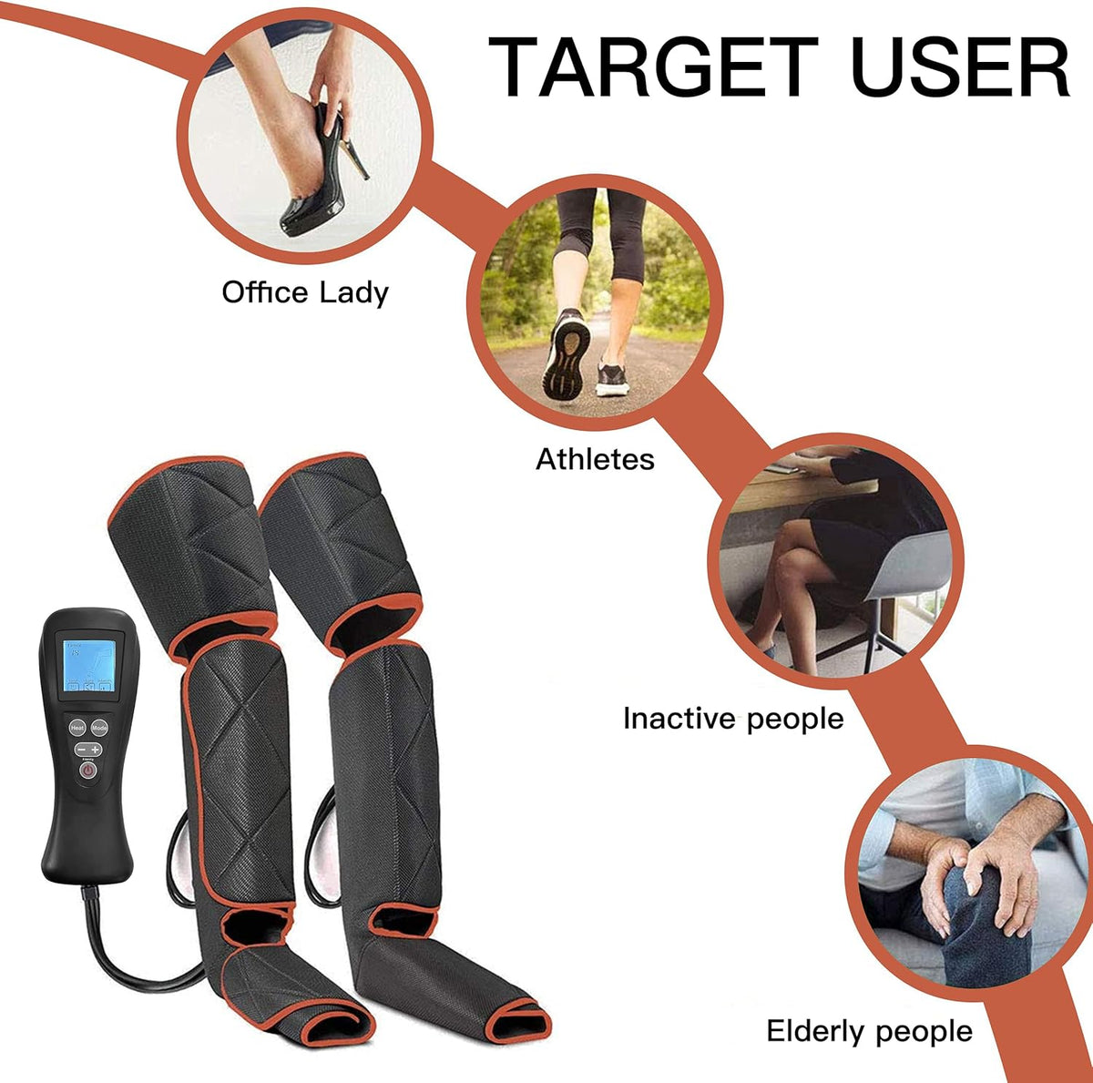 Arms Leg Massager with Heat Function, Foot Massager with 4 Modes 4 Intensities V445759