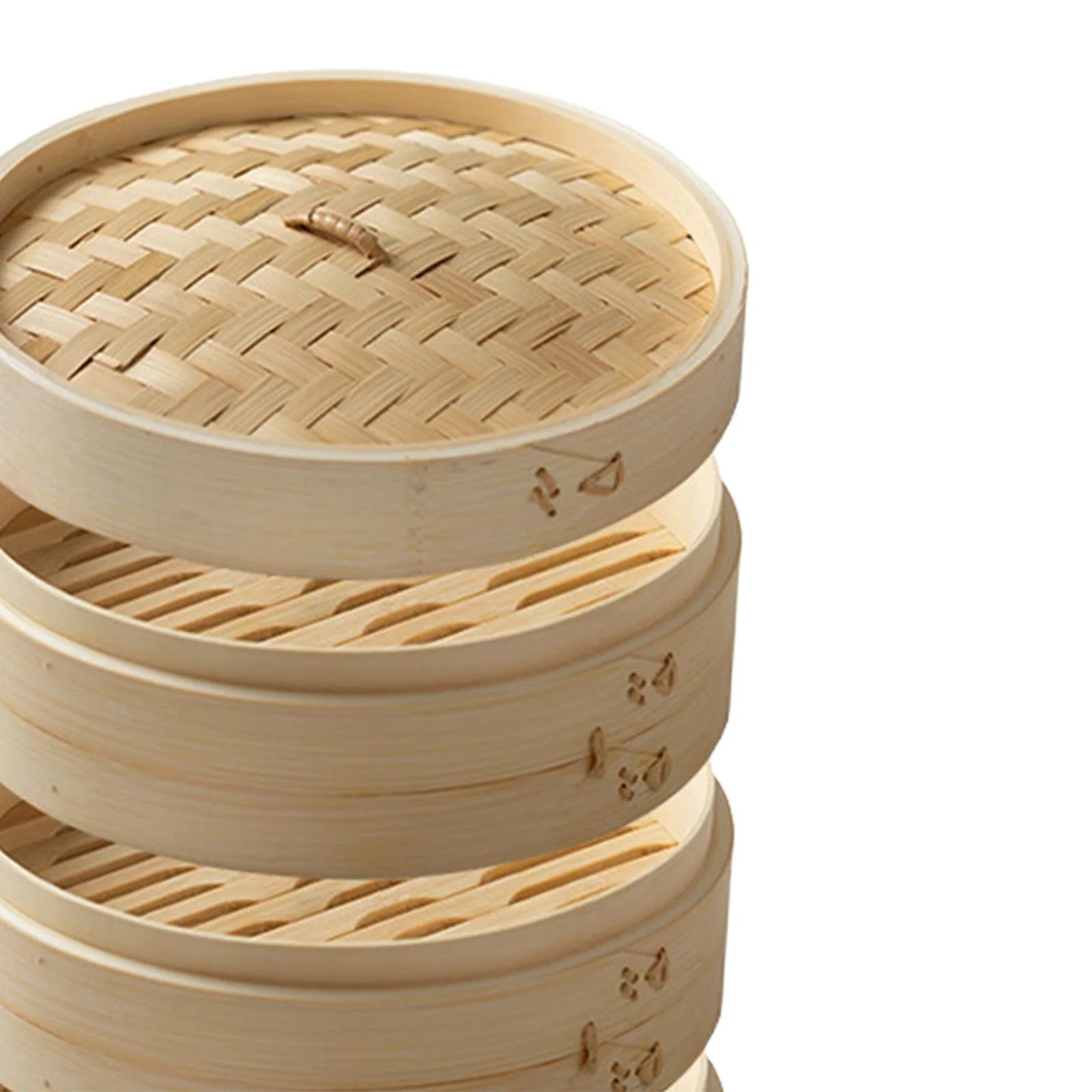 Bamboo Steamer Basket 3 Tier Dia 25.4cm Q8260