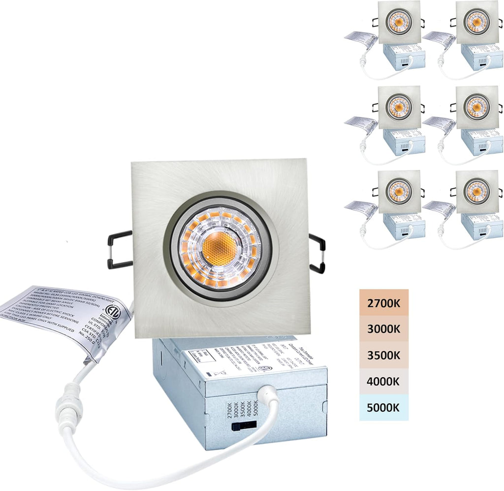 Black Square Trim 6P Dimmable Recessed Downlight U726