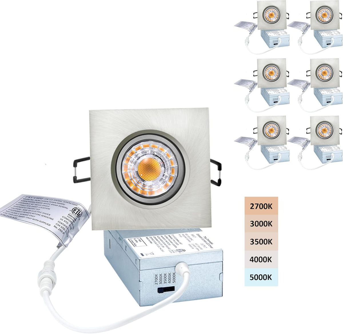 Black Square Trim 6P Dimmable Recessed Downlight U726