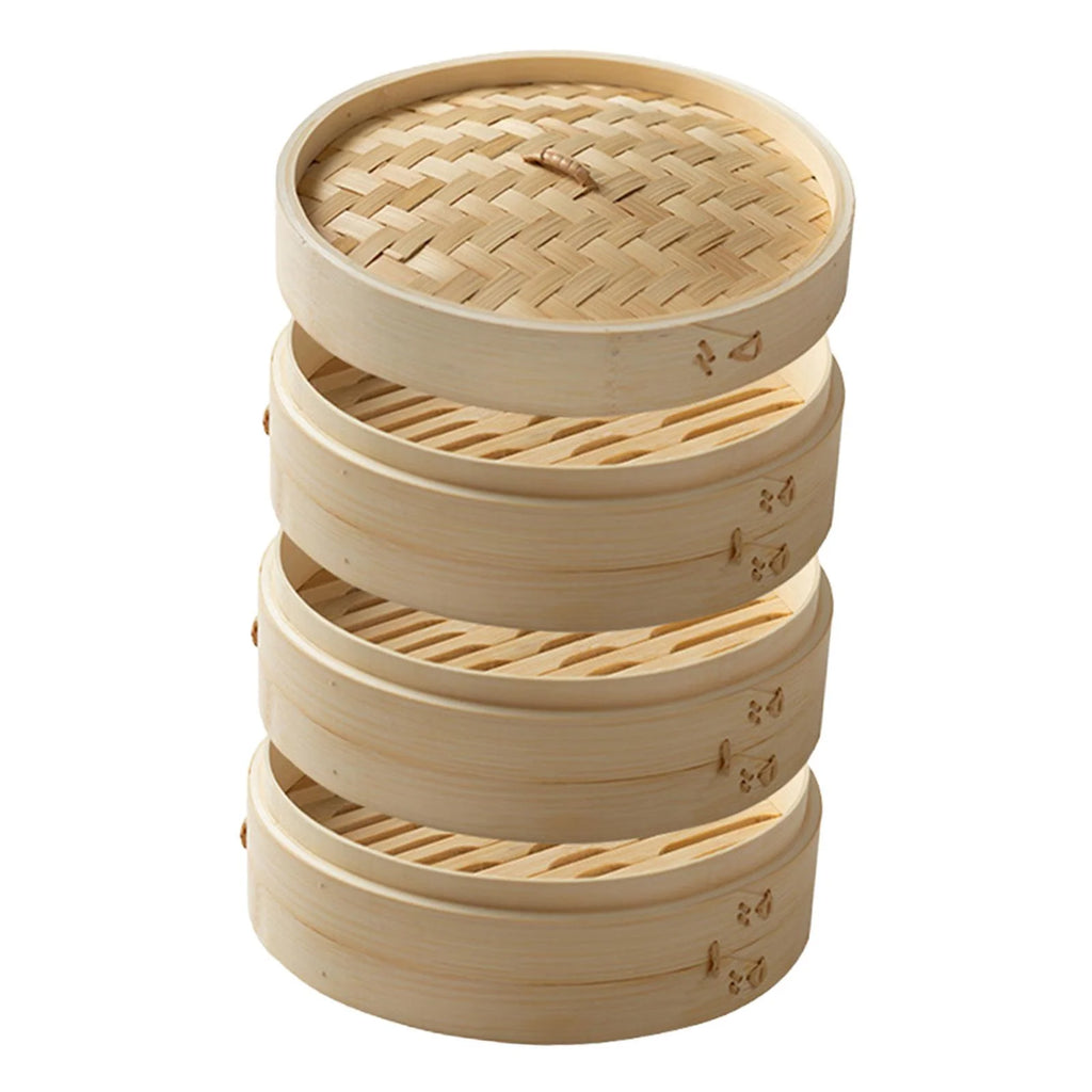 Bamboo Steamer Basket 3 Tier Dia 25.4cm Q8260
