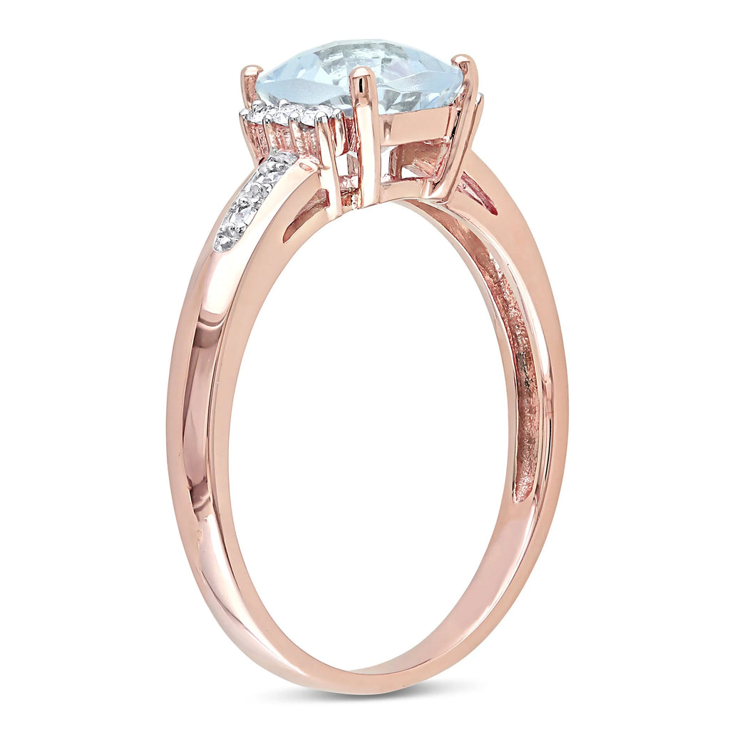 10kt Rose Gold Aquamarine and Diamond Accent Cocktail Ring H83714
