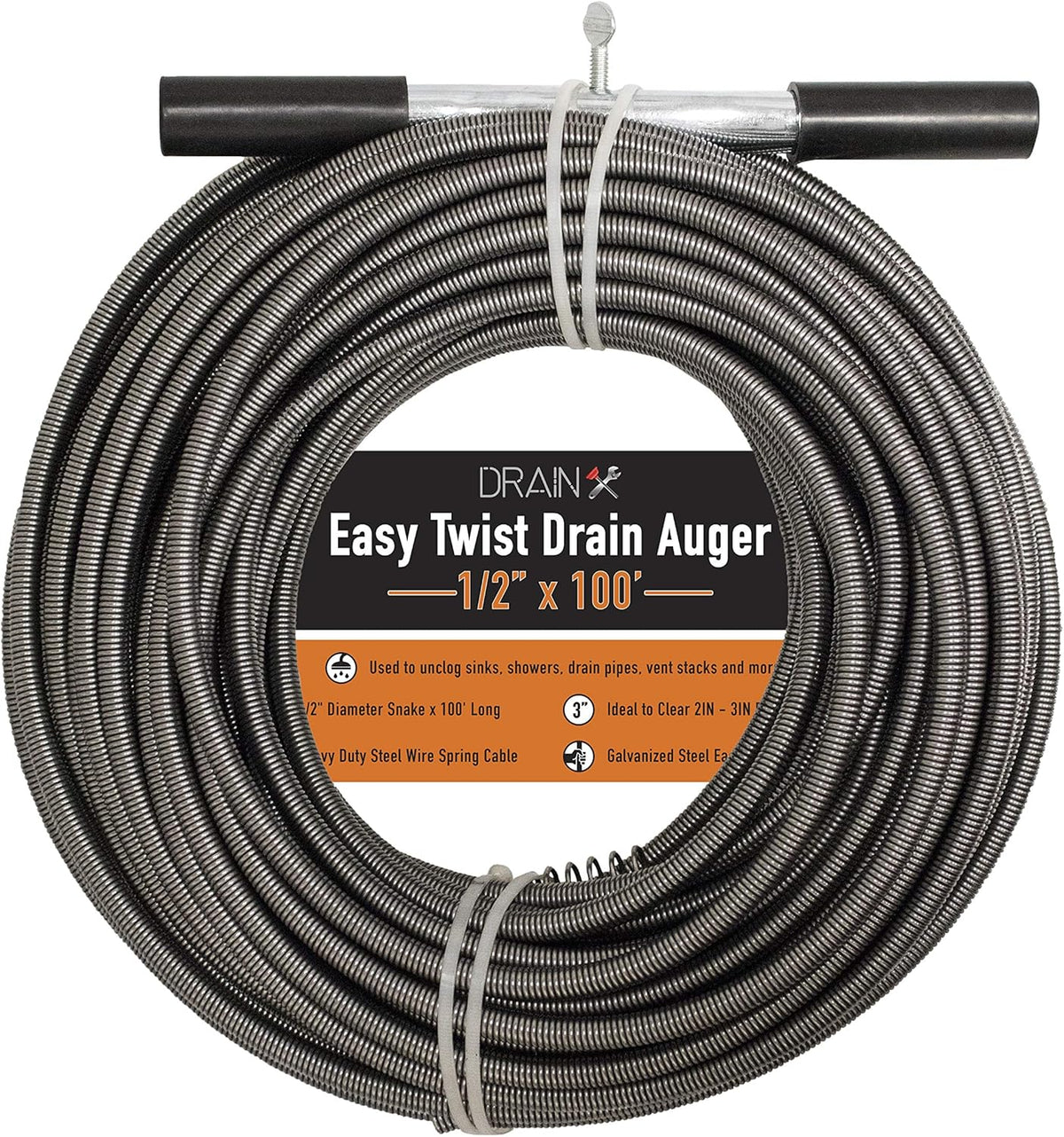 3/8 Diameter 50 FT Drain Auger with Storage Bag and Protective Gloves I986