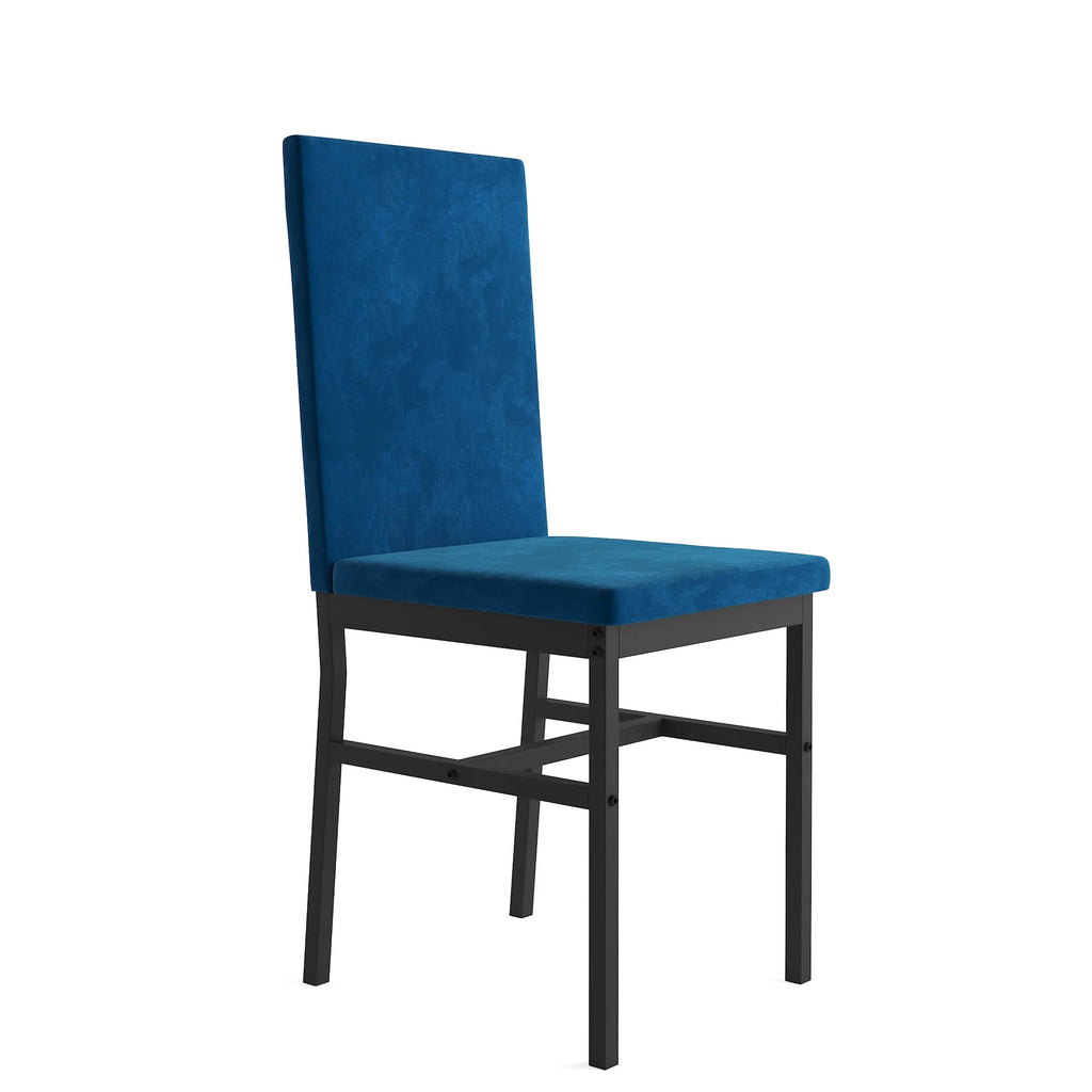 5-Piece Dining Table and Chairs Set with White Marble Top and Blue Velvet Chairs B23914