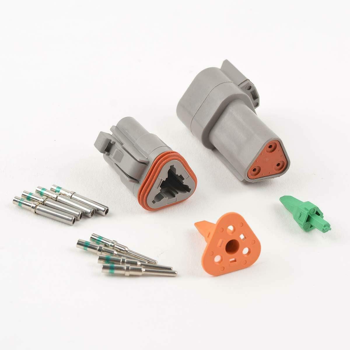 3 Pin Gray Waterproof Electrical Wire Connector, 3 Sets X8226