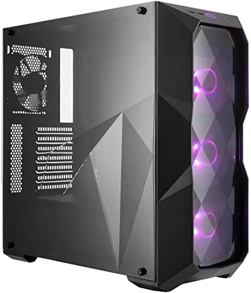 White Airflow ATX Mid-Tower with Polygonal Mesh Front Panel, Tempered Glass, Three 120mm ARGB Fans V89032