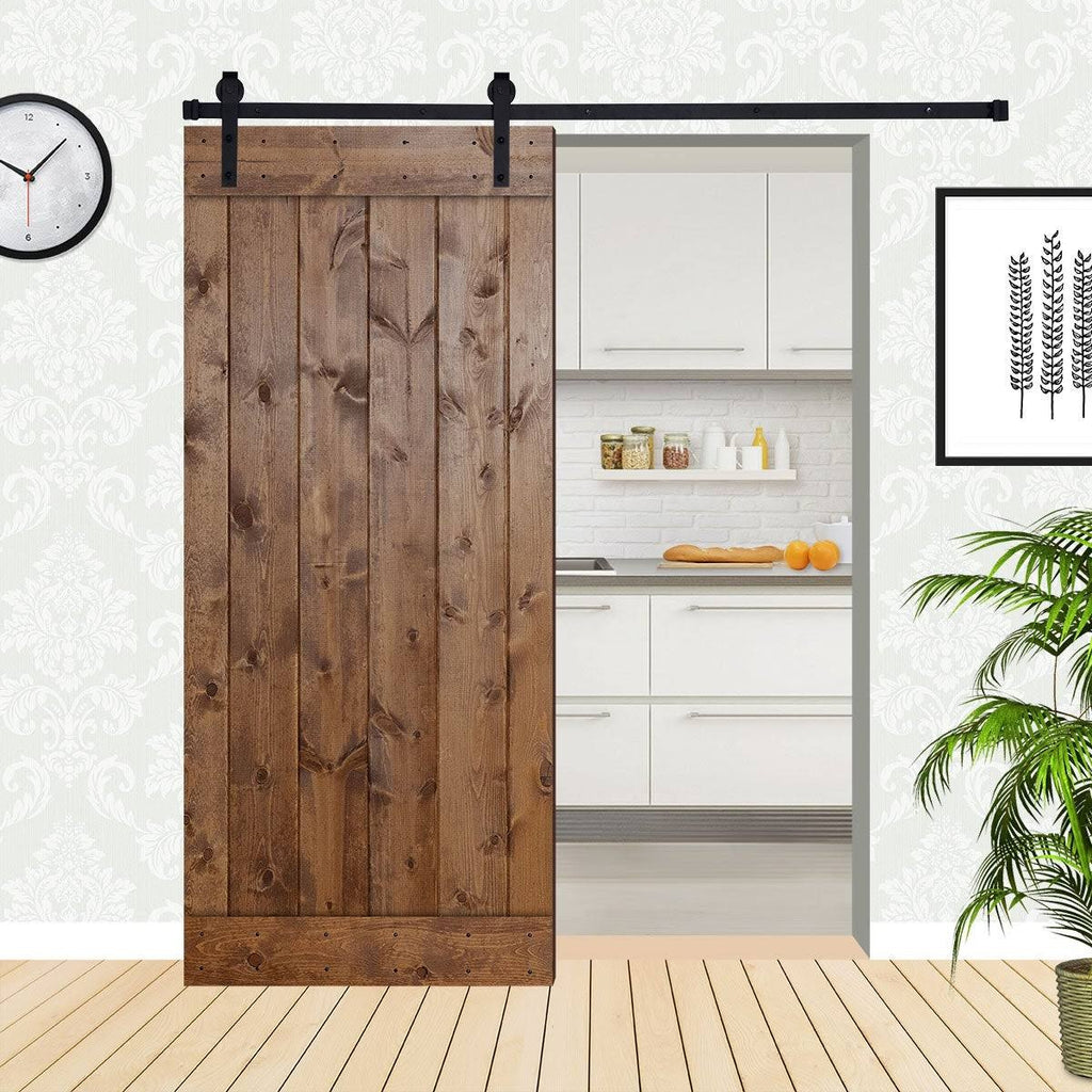 Paneled Wood Barn Door with Installation Hardware Kit P517165
