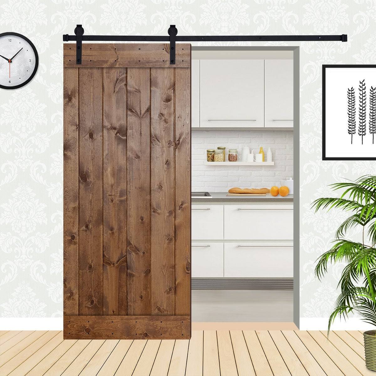 Paneled Wood Barn Door with Installation Hardware Kit P517165
