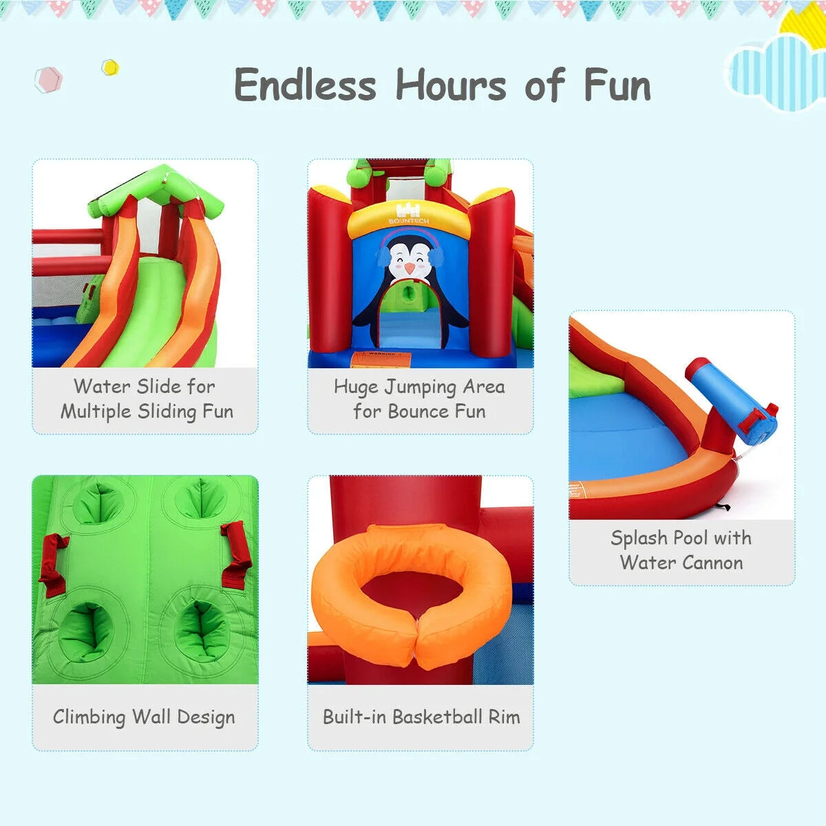 Inflatable Slide Bounce House with Splash Pool K20494