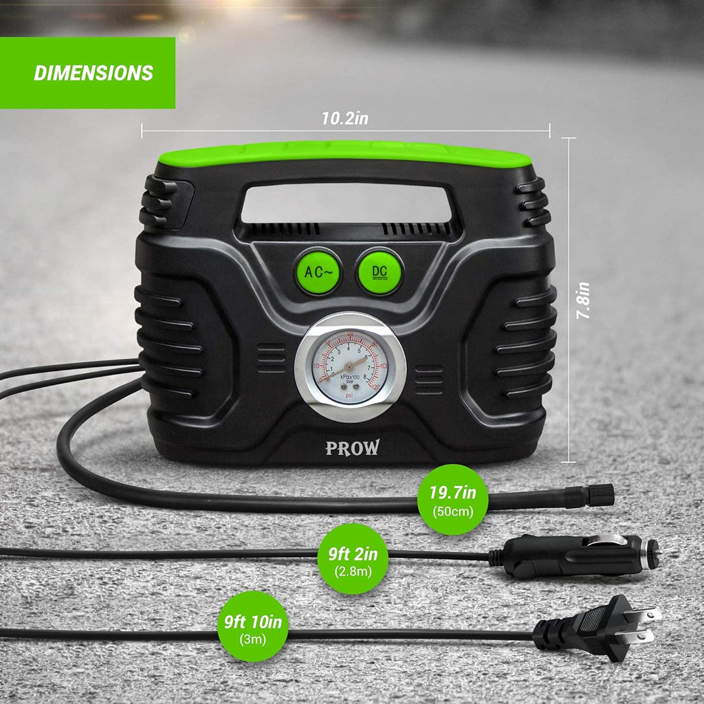 Portable Air Compressor Tire Inflator AC/DC Electric Pump with Analog Pressure Gauge N837031